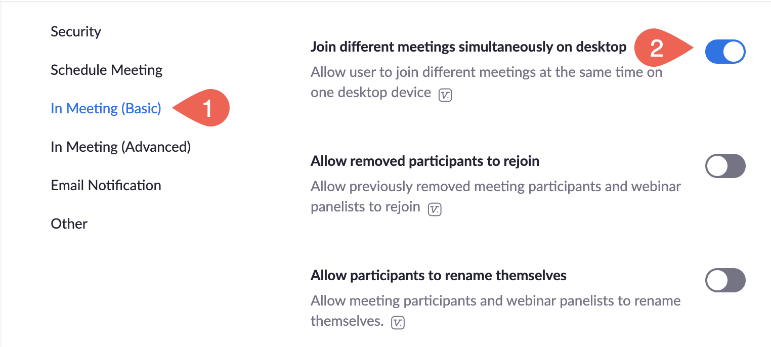 Screenshot how to turn on Screen Sharing with steps called out