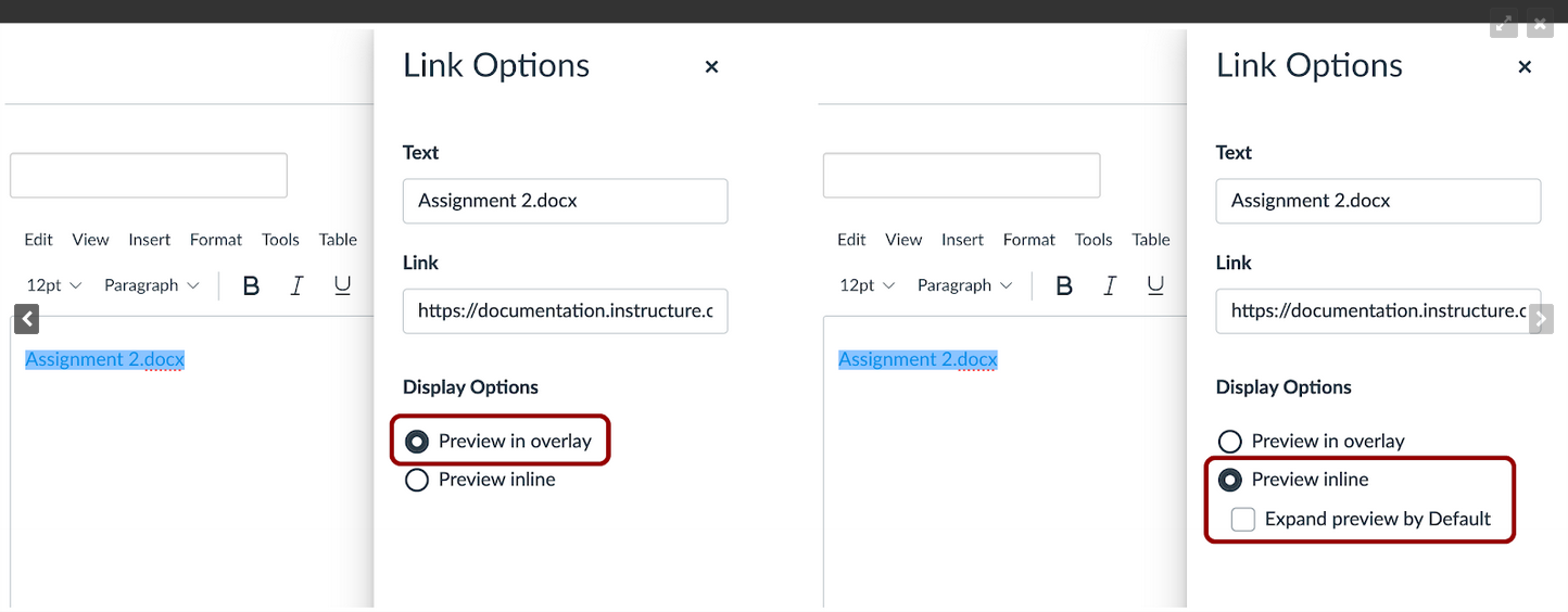 RCE File Link Preview Options