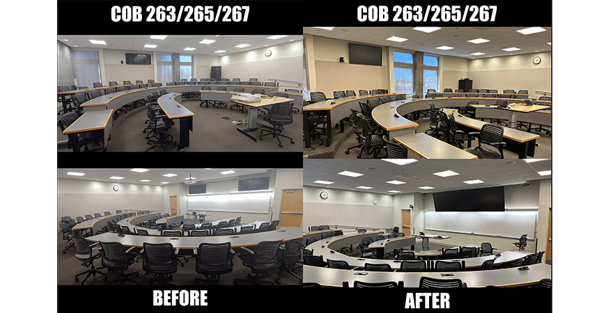 COB 1 rooms 263, 265, and 267 before and after the update