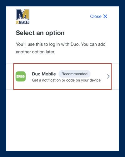 Select Mobile phone, then click Continue.