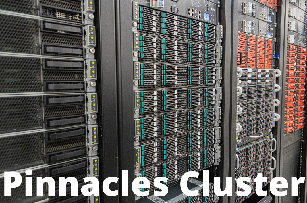 An image of Intel Xeon Gold 6330 CPU processors with the caption "Pinncales Cluster"