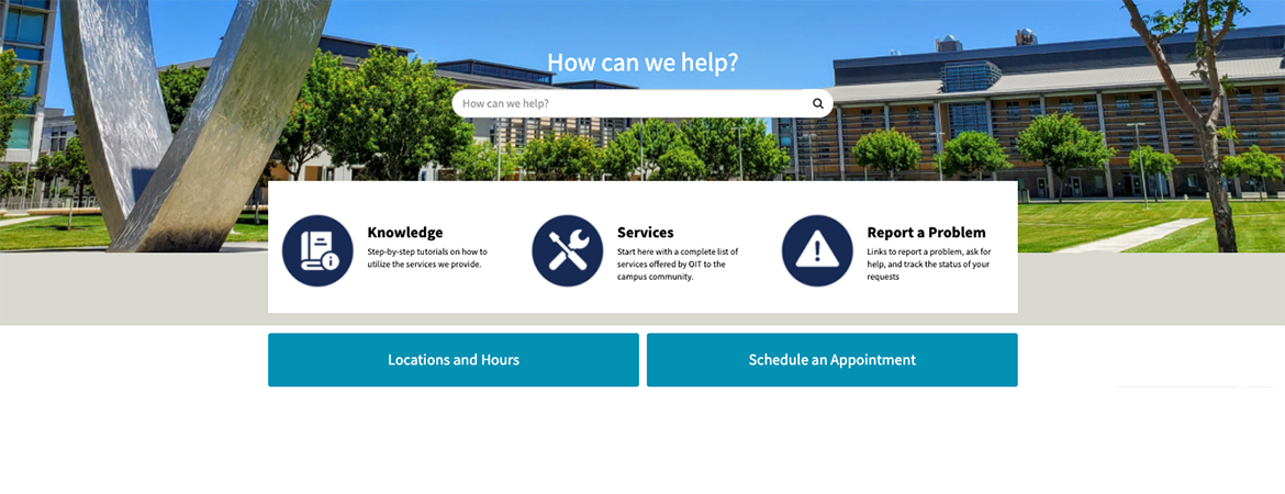 full screen image of the OIT Service Hub interface