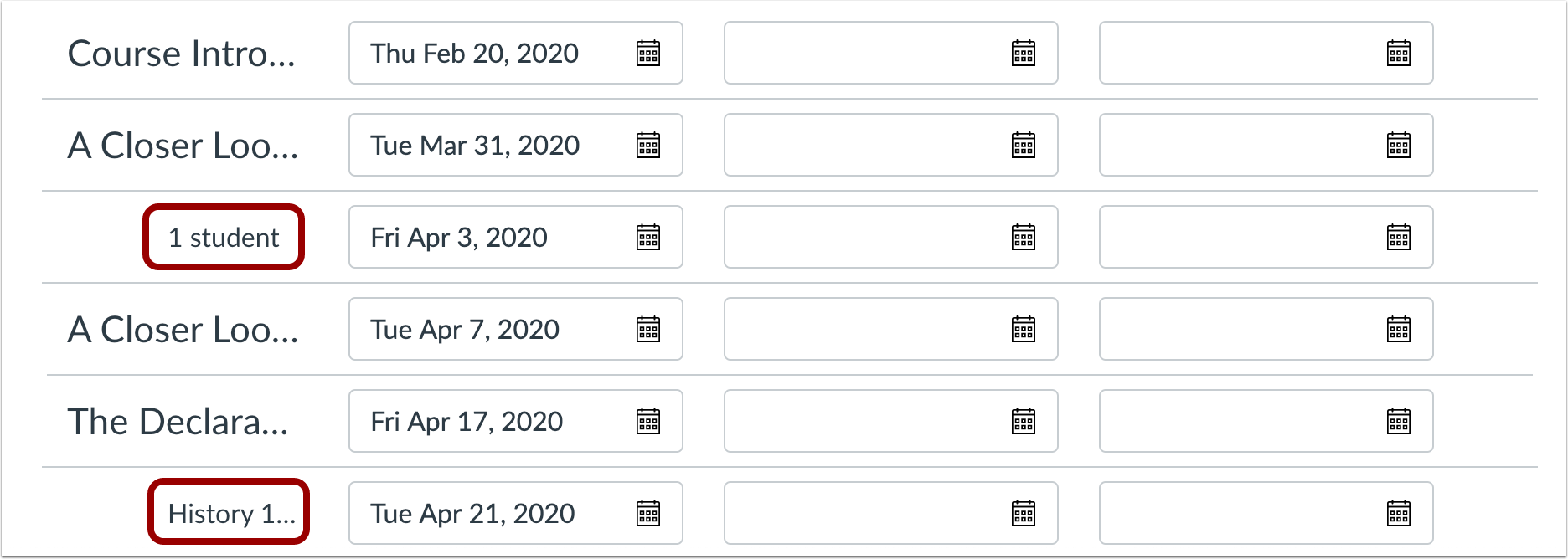 bulk edit assignments due date interface overview