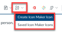 Icon Maker drop down in RCE toolbar