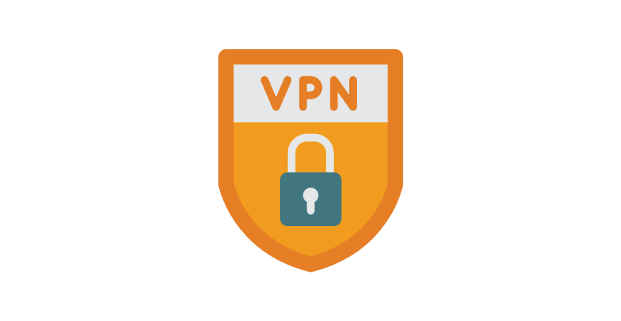 Icon of an orange shield with a gray lock on it and the letters VPN.  cons created by Smashicons - Flaticon
