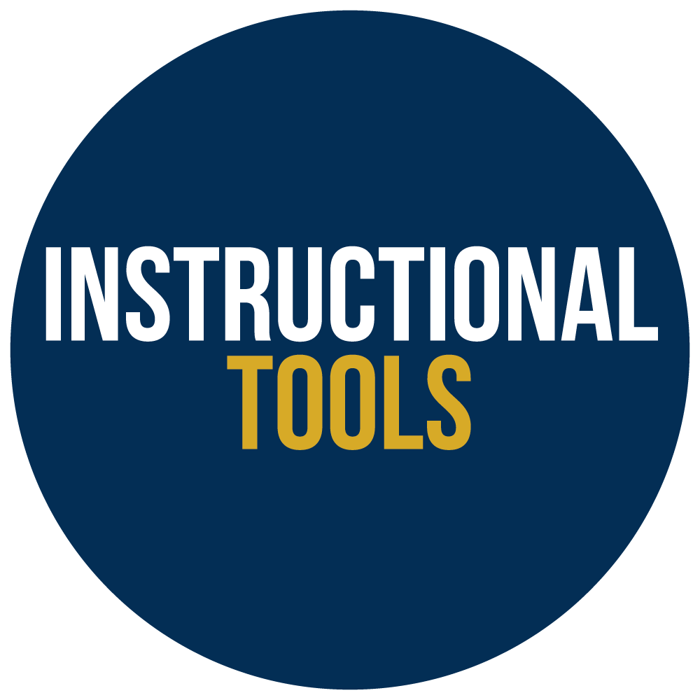 blue circle with instructional tools text on top