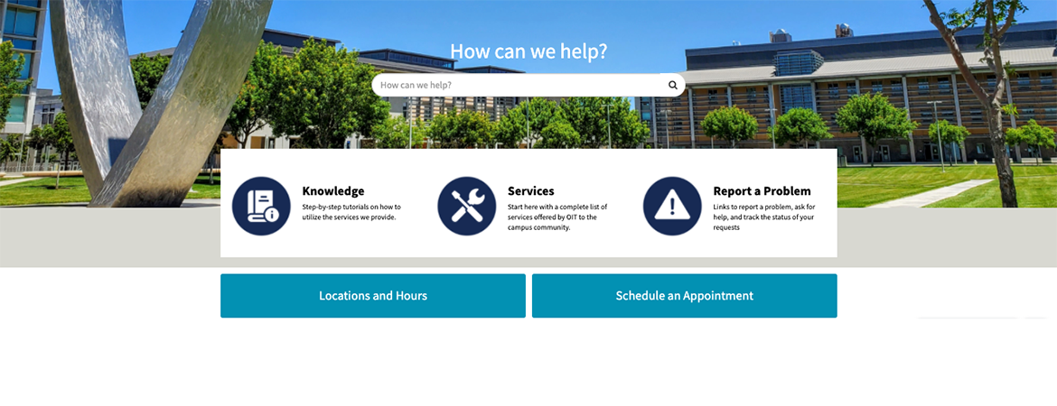 full screen image of the new OIT Service Hub interface